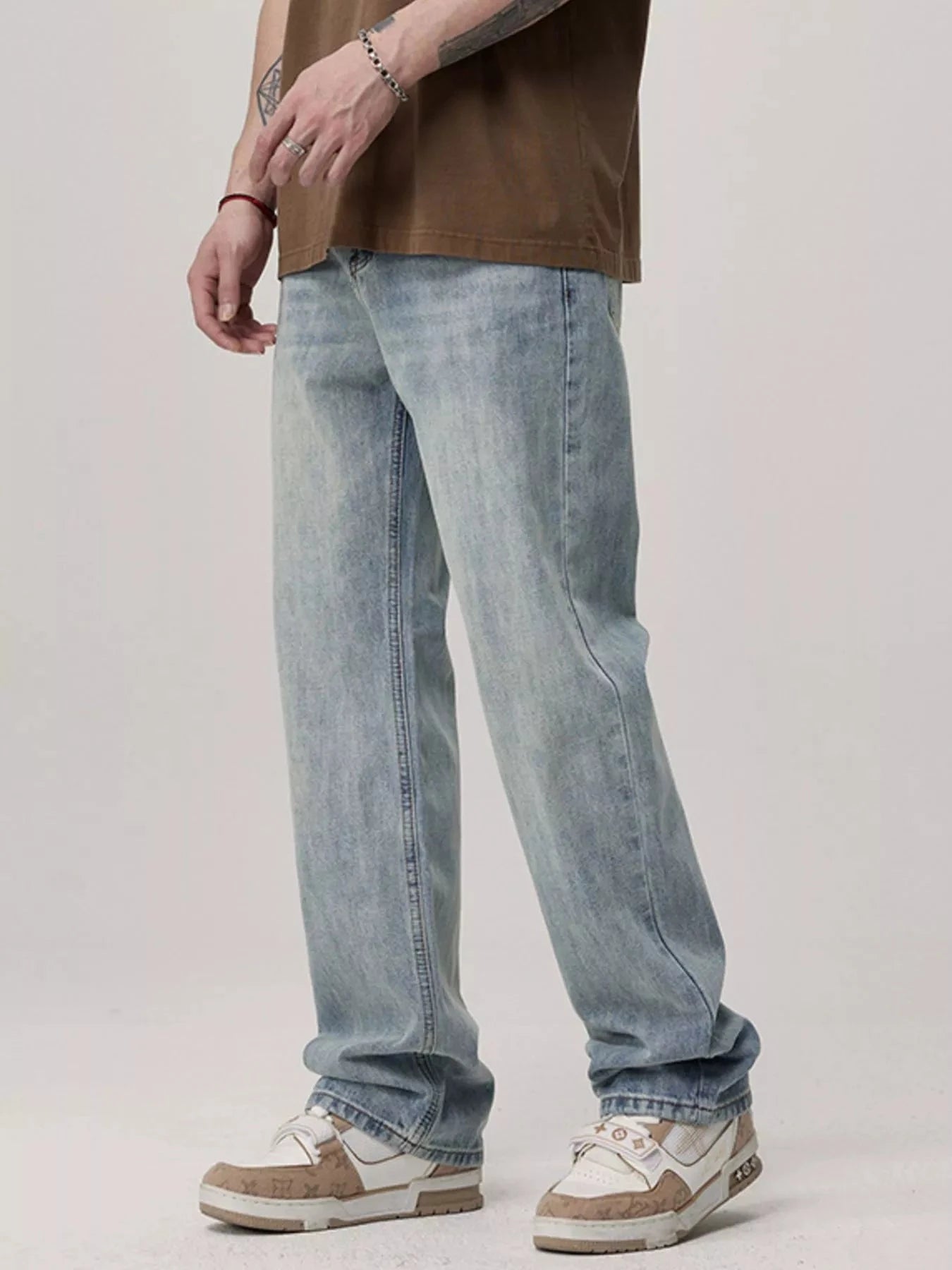 Men's Washed Loose Fit Jeans With Slight Stretch Cotton Blend Simply Love