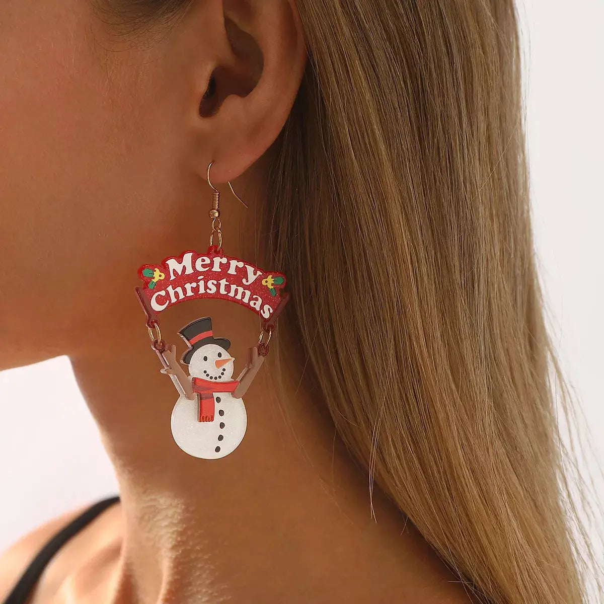 Christmas Snowman Dangle Earrings Simply Love