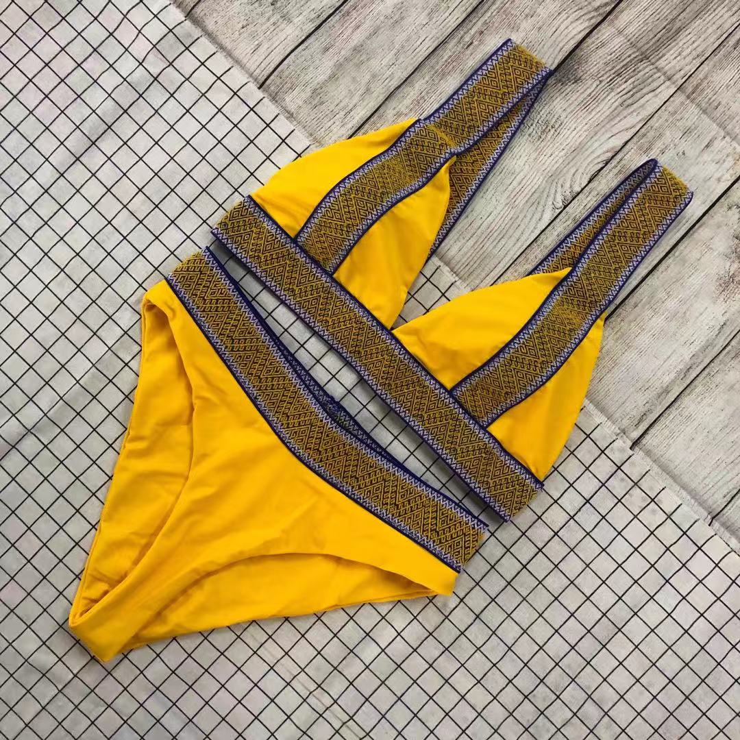 Swimsuit Nylon High Waist Popular Swimsuit Split Bikini Solid Color Bikini Bella Mia