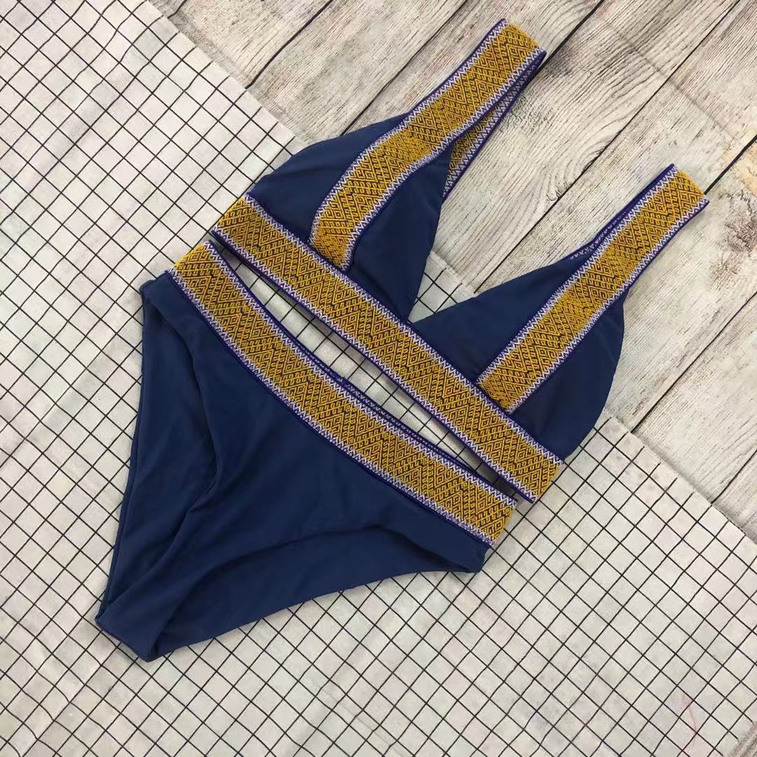 Swimsuit Nylon High Waist Popular Swimsuit Split Bikini Solid Color Bikini Bella Mia