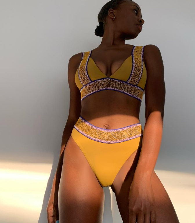 Swimsuit Nylon High Waist Popular Swimsuit Split Bikini Solid Color Bikini Bella Mia