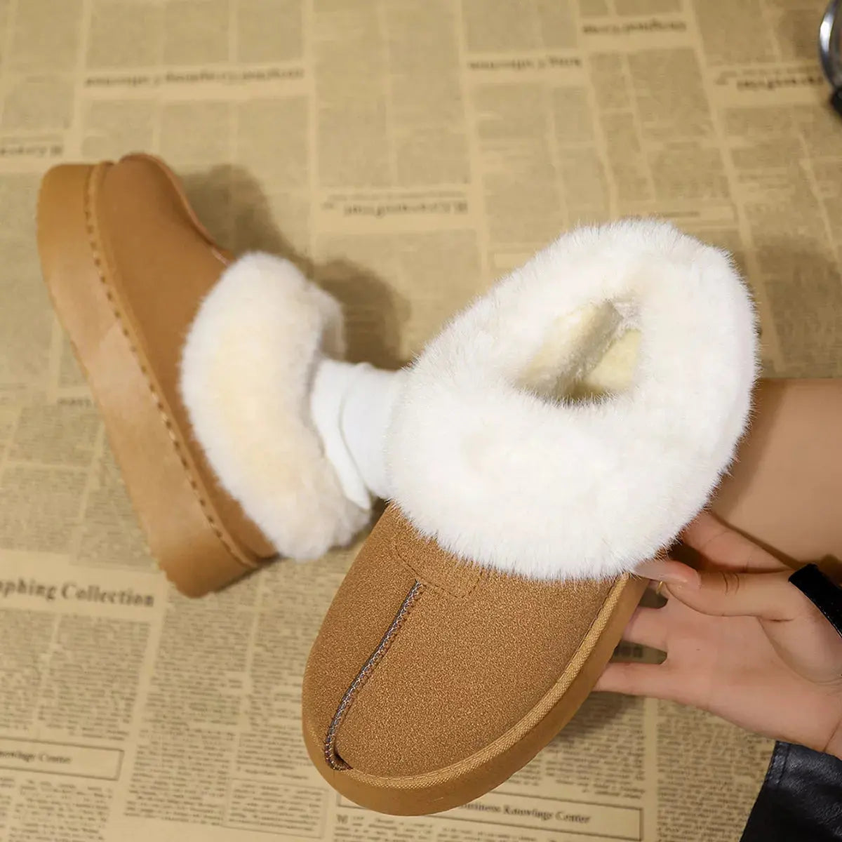 Fuzzy Platform Ankle Boots Simply Love