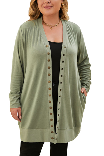 Chic green plus size cardigan