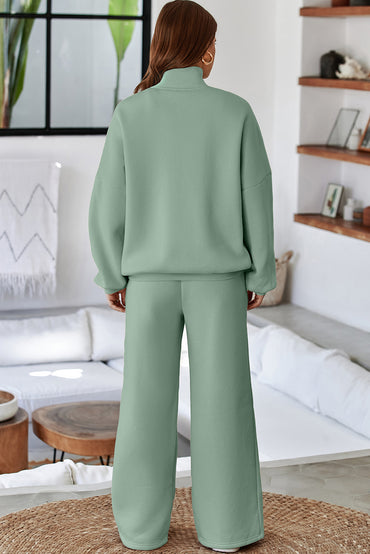 Premium Clearly Aqua Drop Shoulder Zip Up Jacket And Pants 2pcs Set