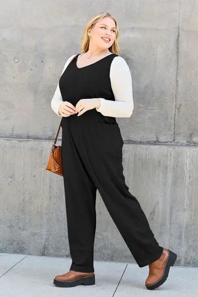 Double Take Full Size Sleeveless Straight Jumpsuit - Love Salve