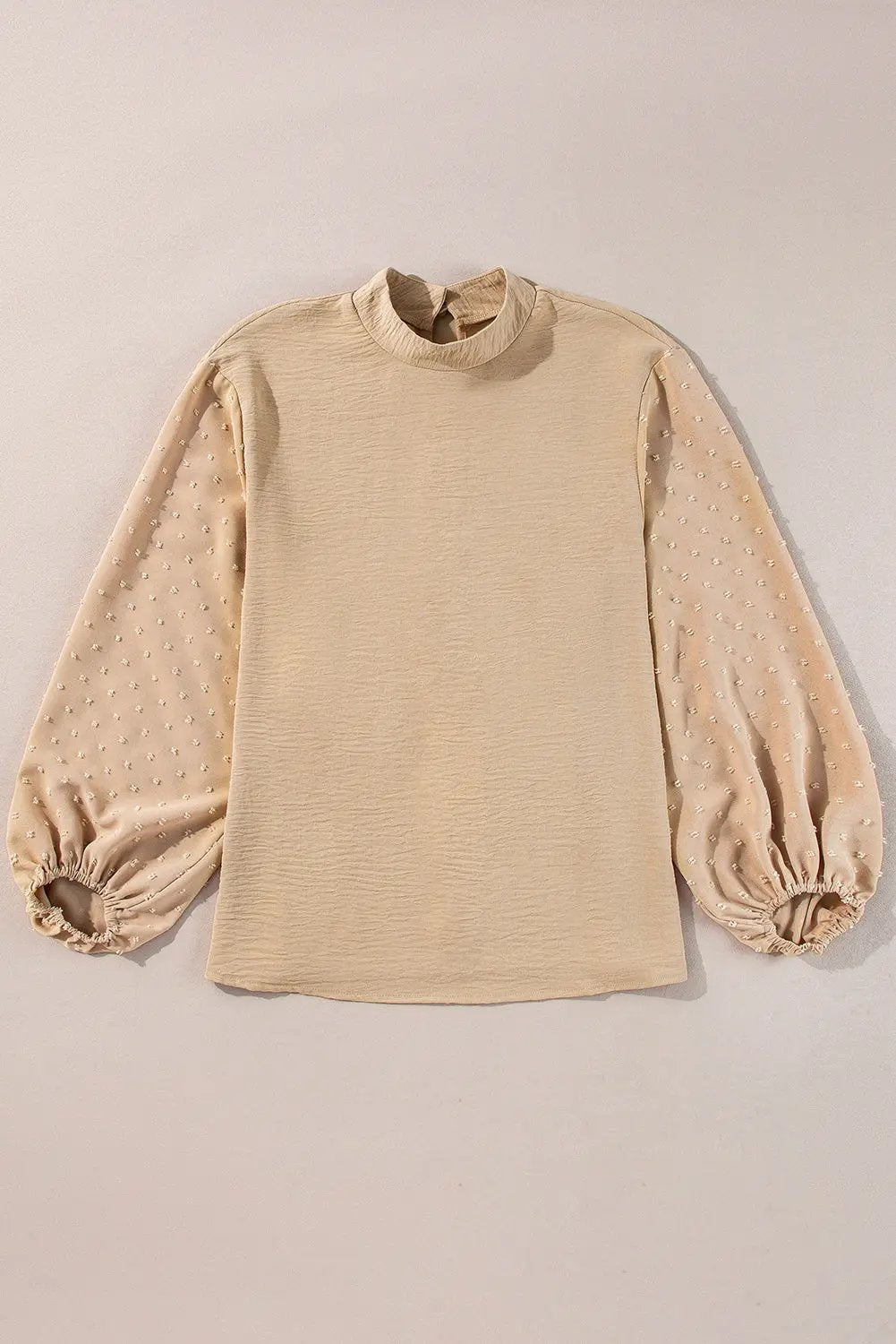 June Swiss Dot Balloon Sleeve Blouse with Keyhole Back Closure - Love Salve 