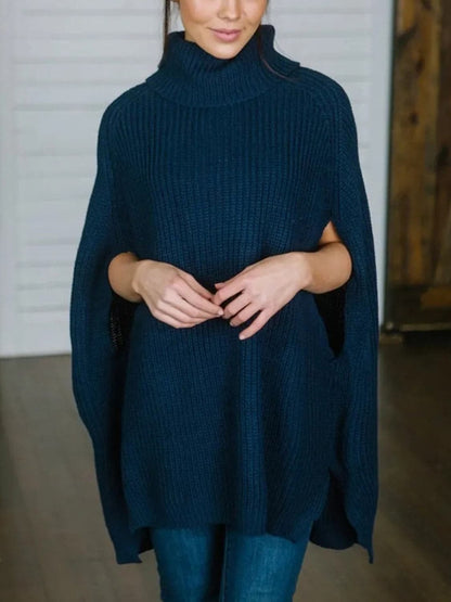 Turtleneck Slit Sweater.