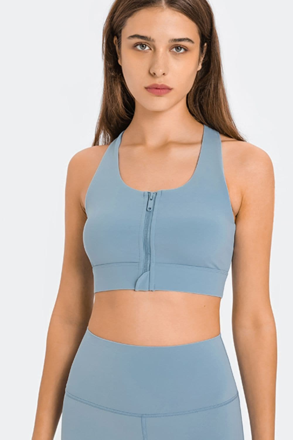 Zip Up Racerback Sports Bra.