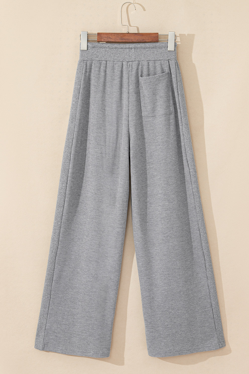 Cozy gray high-waist wide-leg pants with drawstring detail