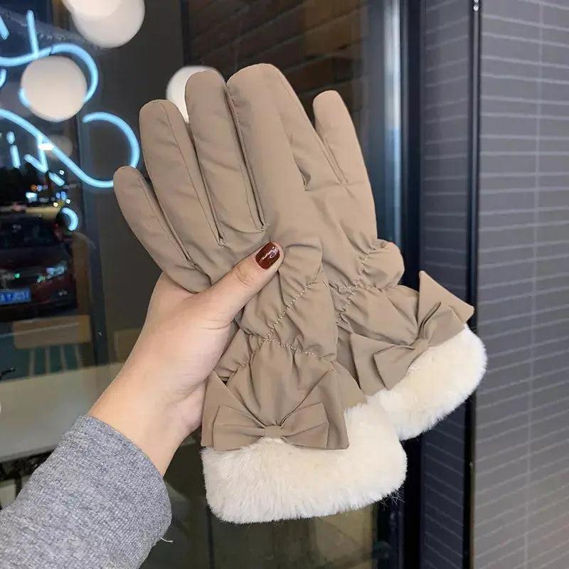Warm Fleece Lined Bow Gloves Simply Love