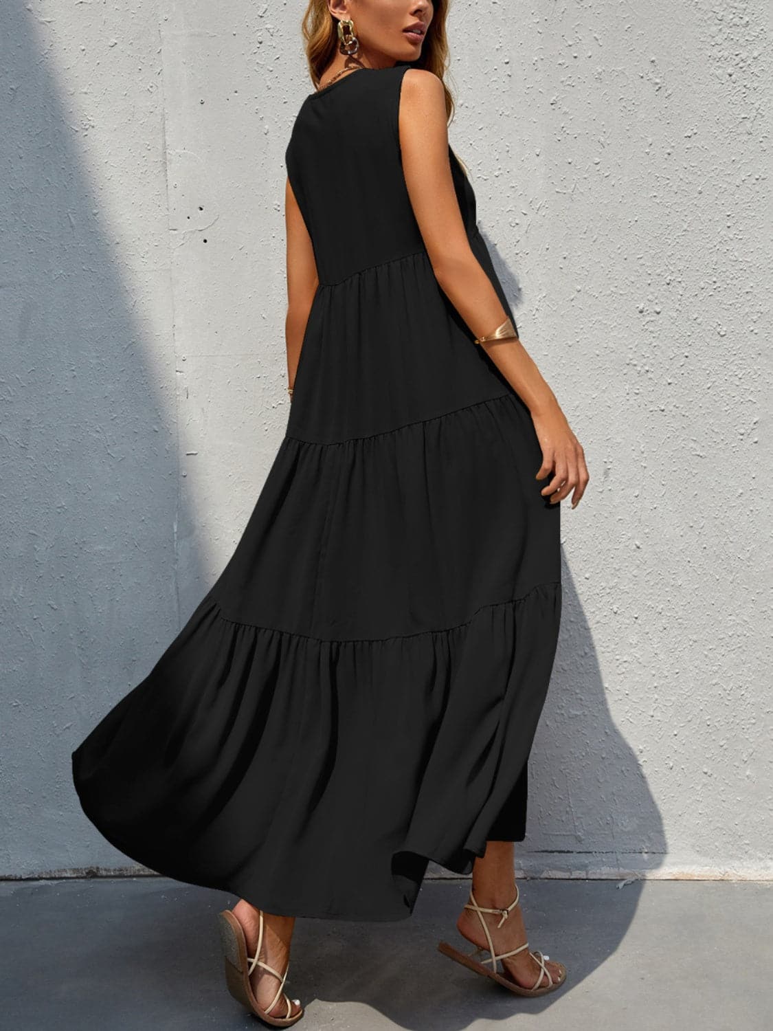 Tiered V-Neck Sleeve Dress.