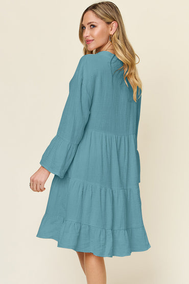 Double Take: Ruffle Hem Button-Up Dress