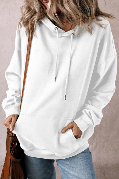 Sheer drawstring pocket hoodie with long sleeves