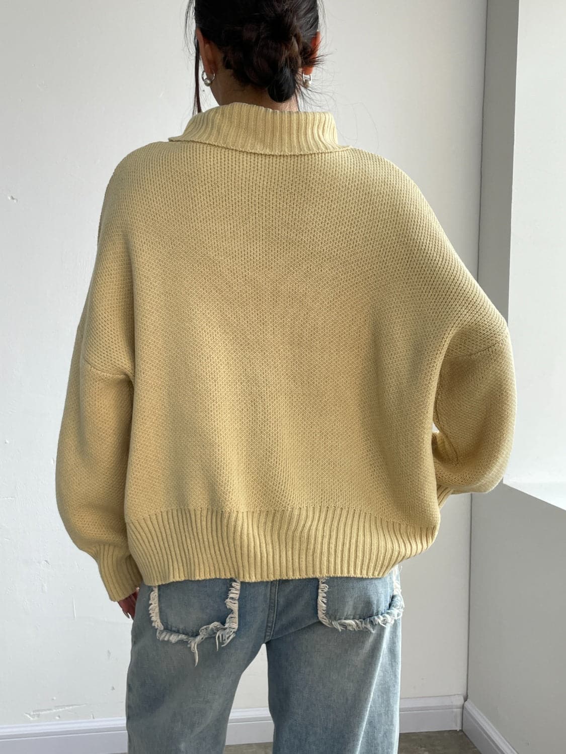 Turtleneck Dropped Shoulder Sweater.