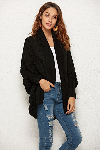 Open Front Batwing Sleeve Cardigan.