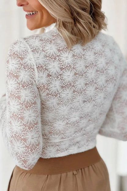 Lace Mock Neck Long Sleeve Top.