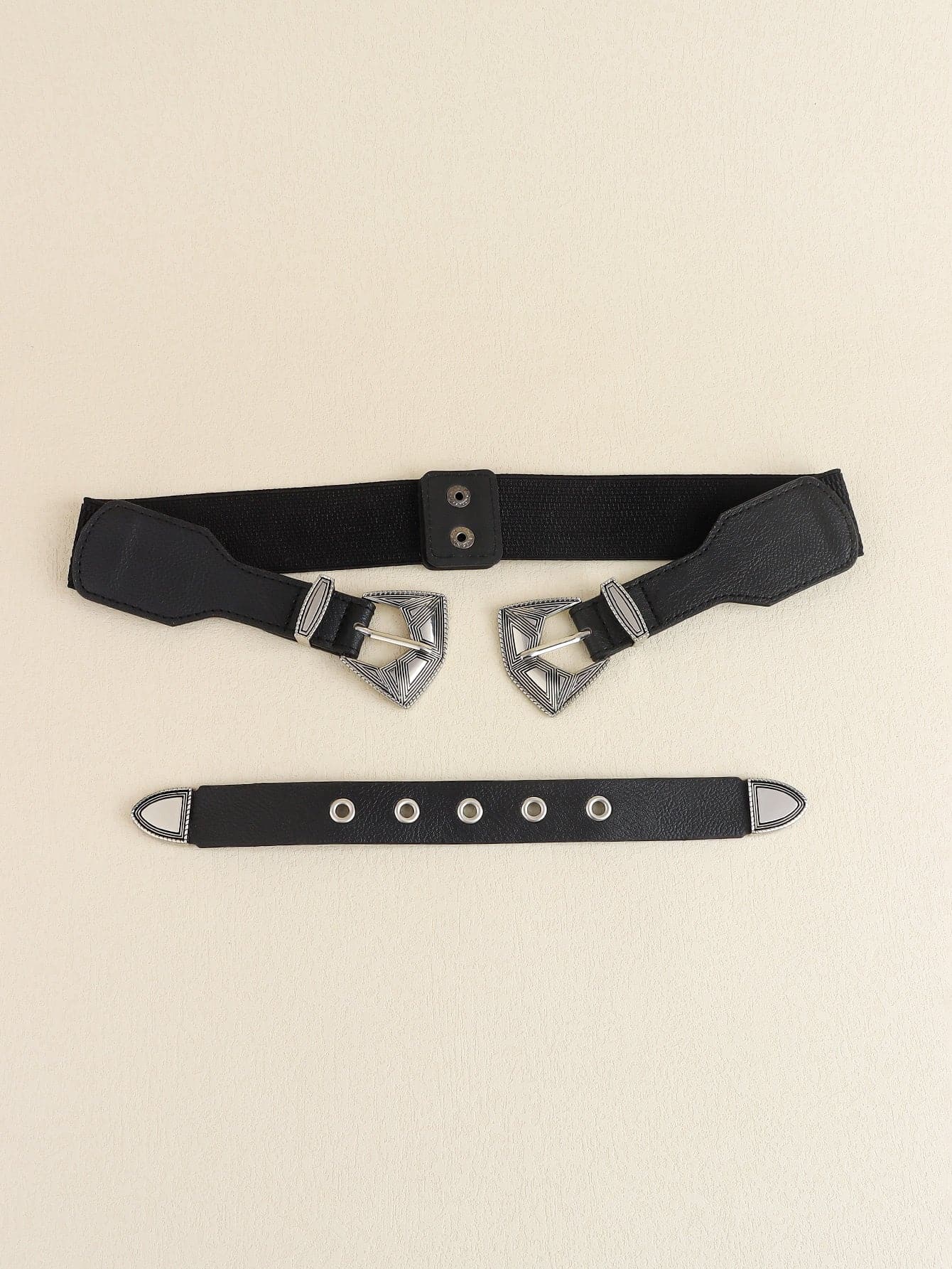 Double Buckle PU Leather Belt.