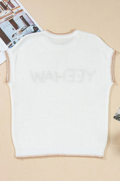 YEEHAW Stitch Edge Crew Neck Knit Top