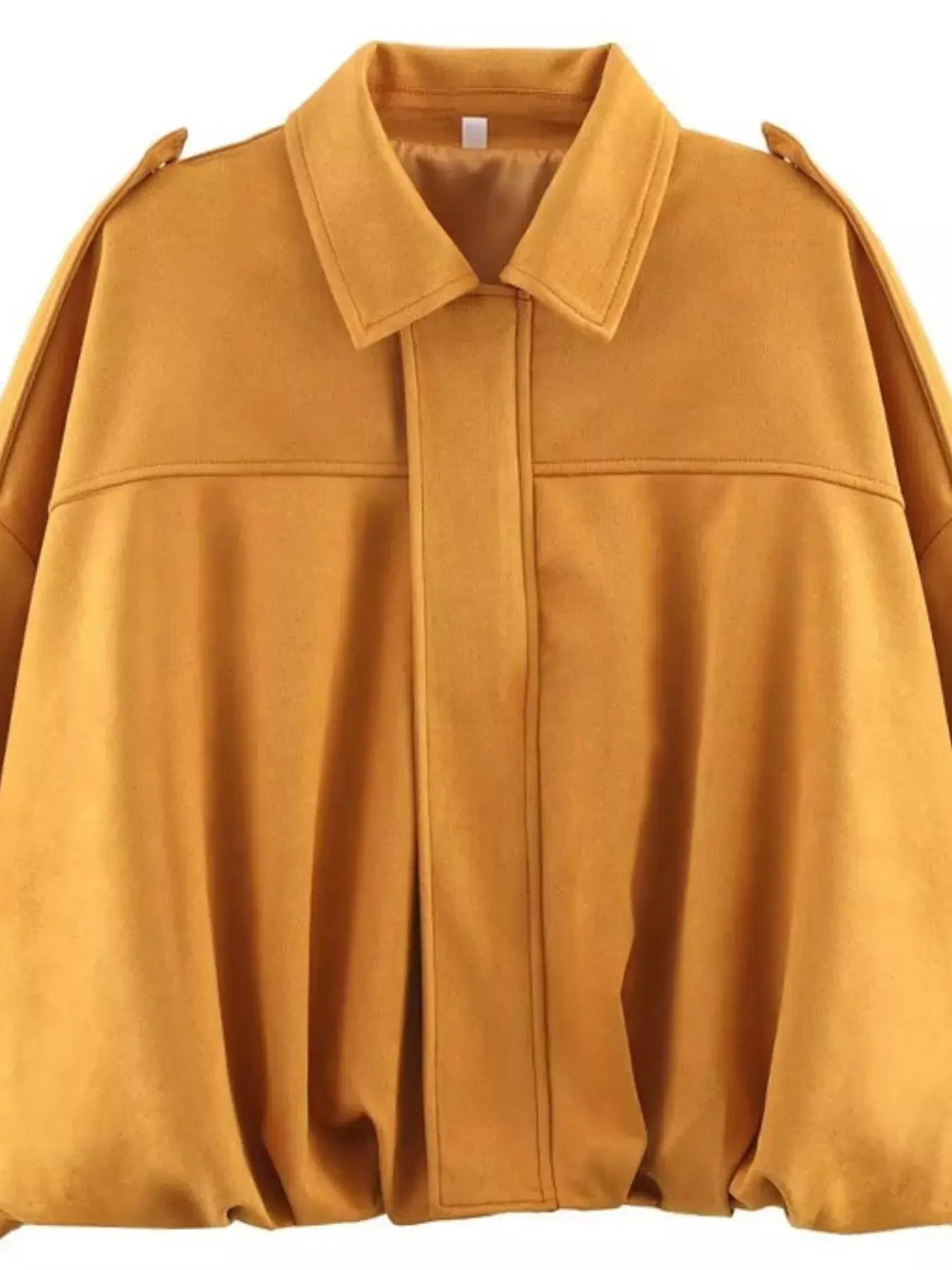 Collared Neck Dropped Shoulder Jacket Simply Love