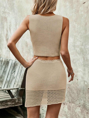 Chic sleeveless top & drawstring skirt set - Love Salve 