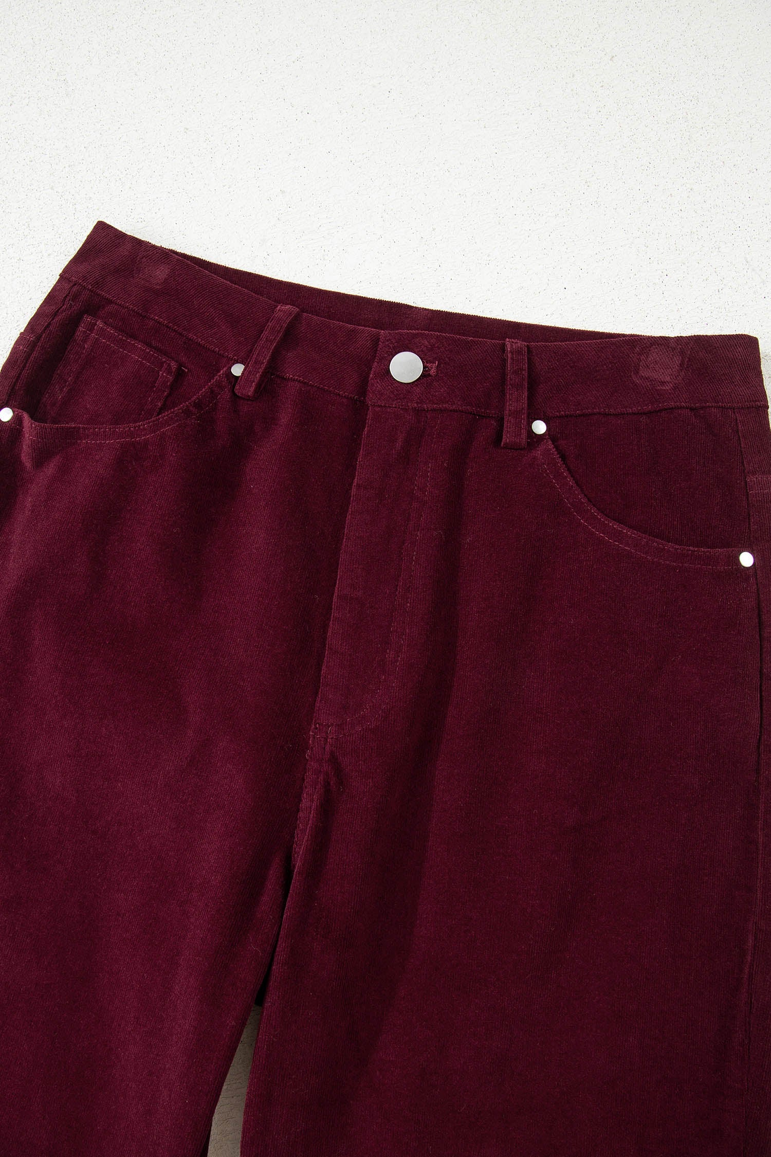 Burgundy Corduroy High Waist Wide Leg Pants for Women Dear-Lover Dropshipping