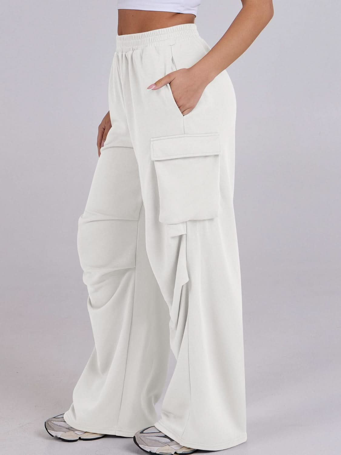 Wide-Leg Comfort Pants with Elastic Waist and Pockets