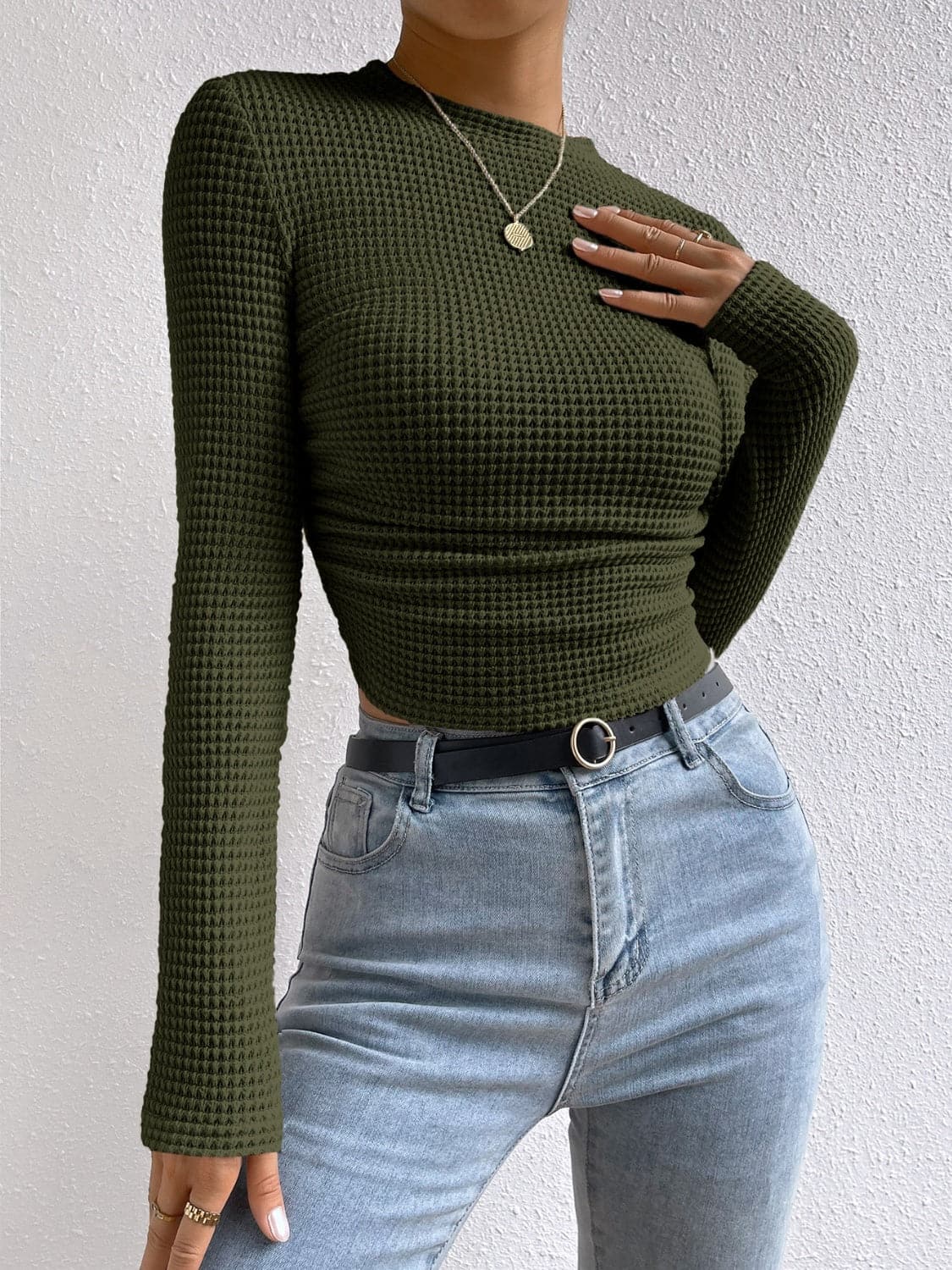 Casual chic round neck long sleeve tee