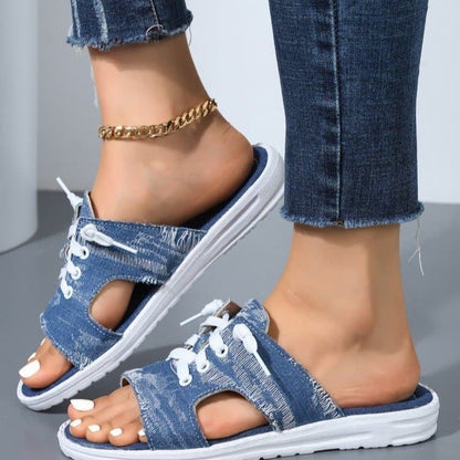 Open Toe Lace Up Sandals.