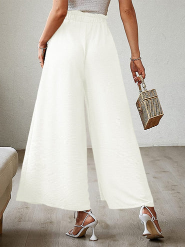 Chic tie-front wide leg pants with sultry slits