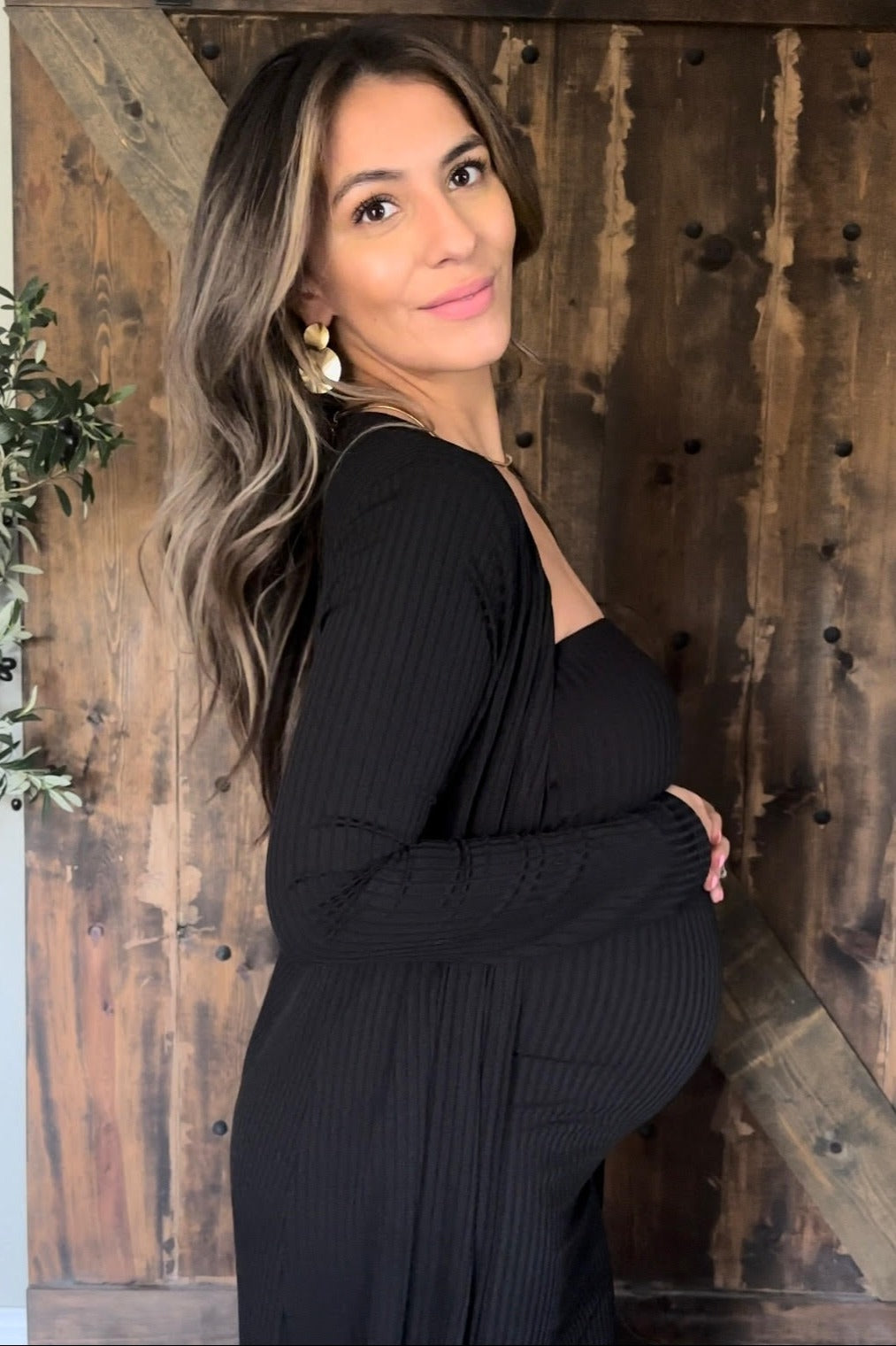 Black Ribbed Sleeveless Dress Cardigan Maternity Set PinkBlush