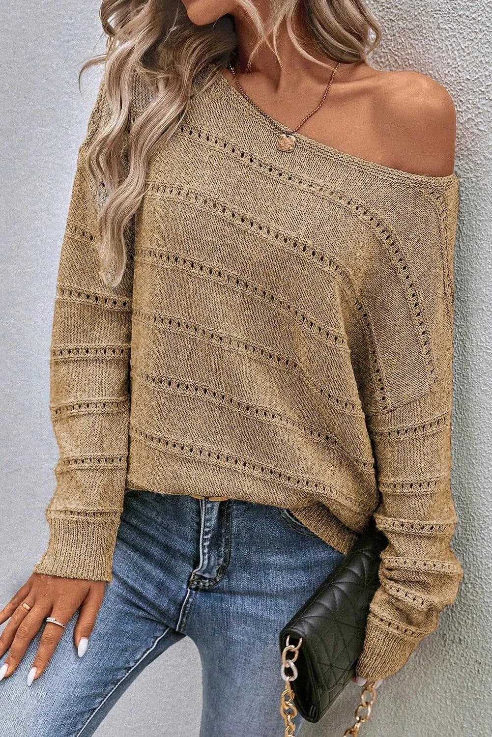 Boat Neck Dropped Shoulder SweaterFeatures: Eyelet
Stretch: No stretch
Material composition: 100% polyester
Care instructions: Machine wash cold. Tumble dry low.
Imported


Size
US
Bust
Shoulder
SleeLove Salve Boat Neck Dropped Shoulder SweaterKnit Tops