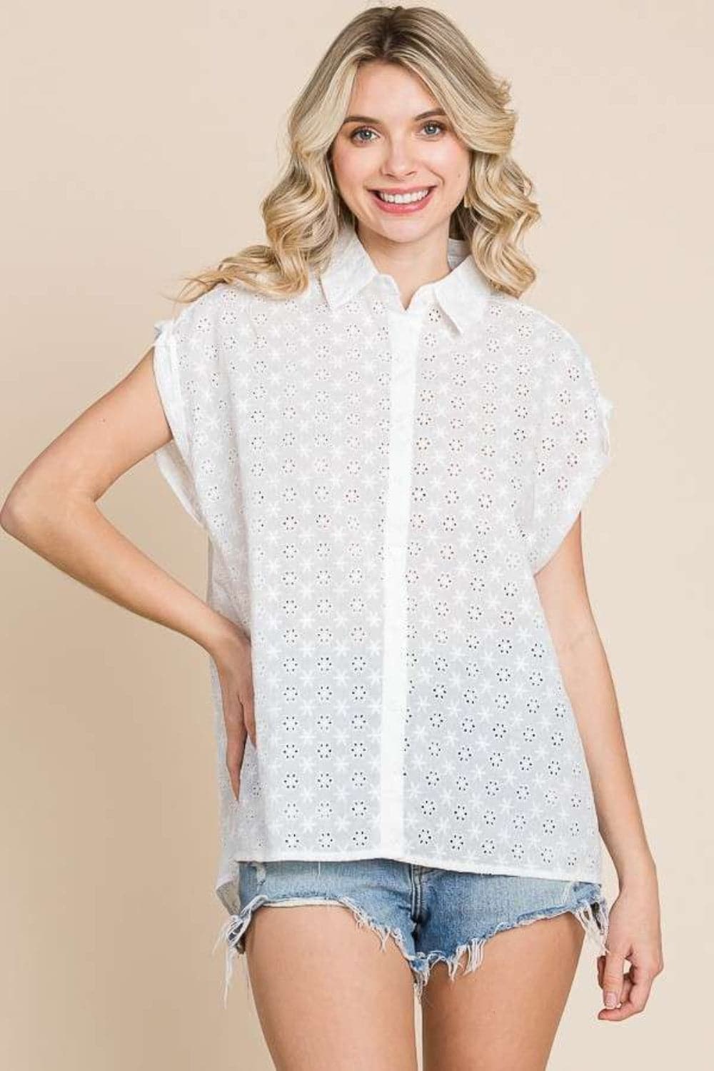 Culture Code eyelet crisscross shirt