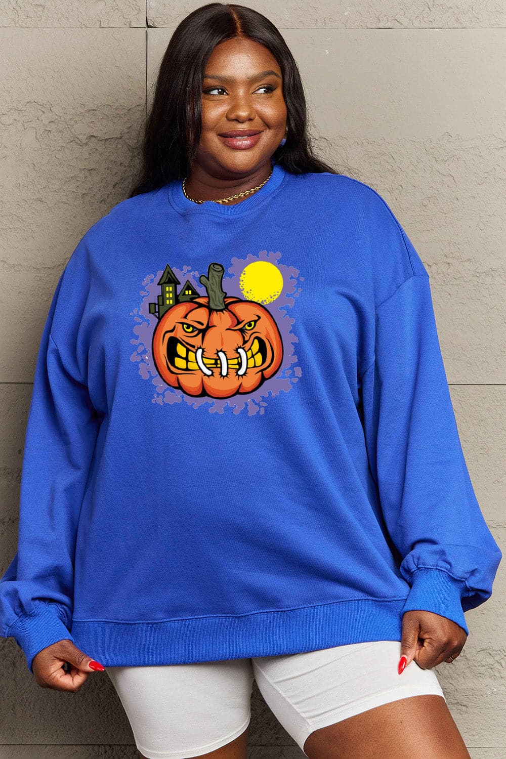 Simply Love Full Size Graphic Round Neck Sweatshirt.