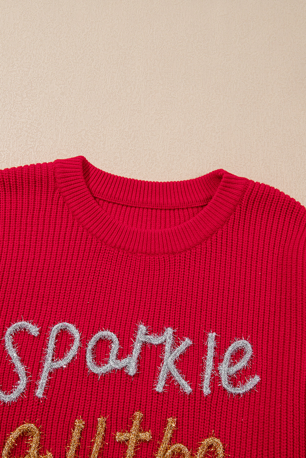 Racing red tinsel plus size sweater