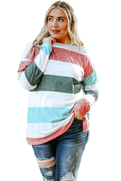 Stylish green colorblock pullover for plus size fashionistas