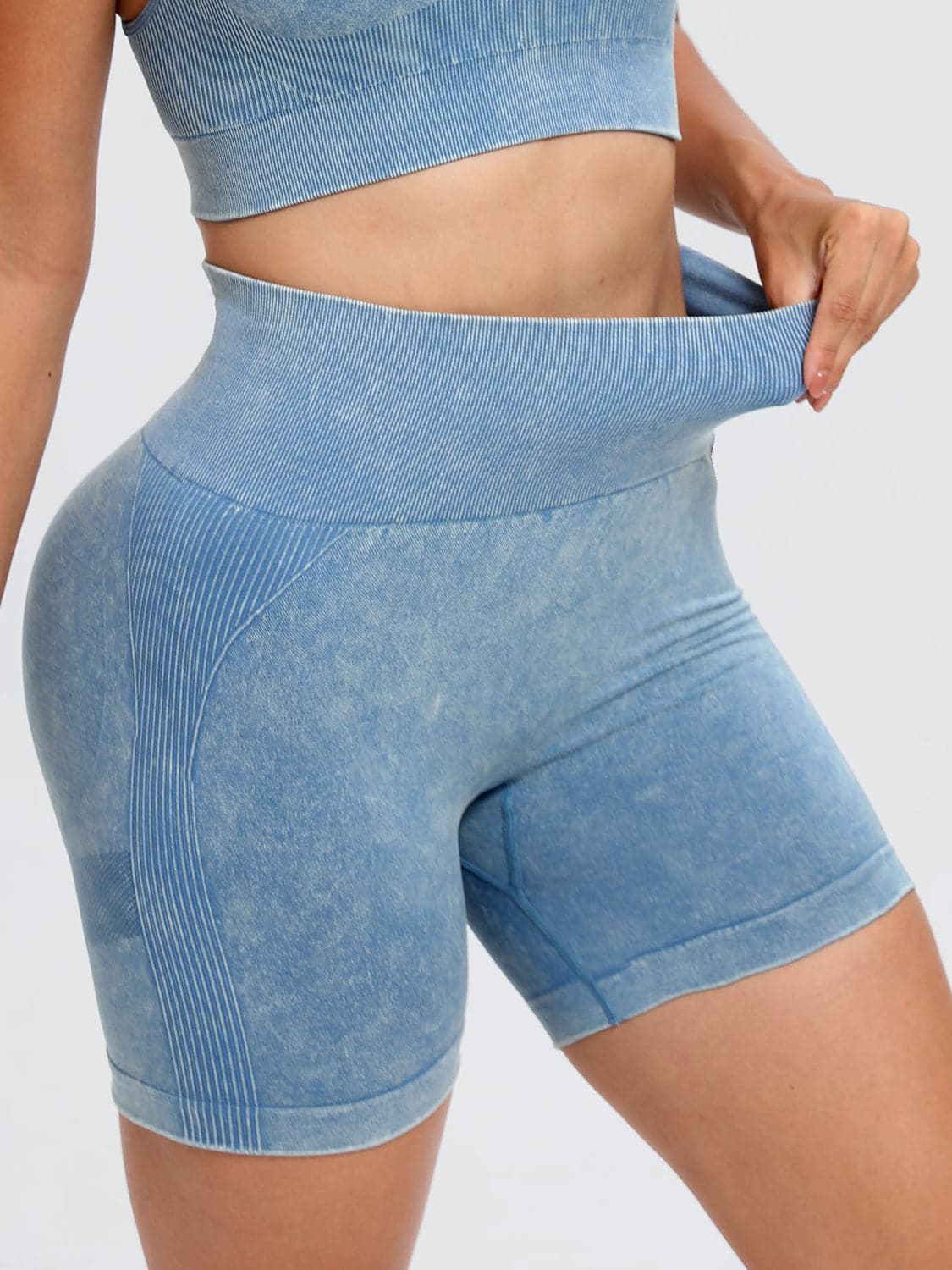 Washed High Waist Active Shorts.