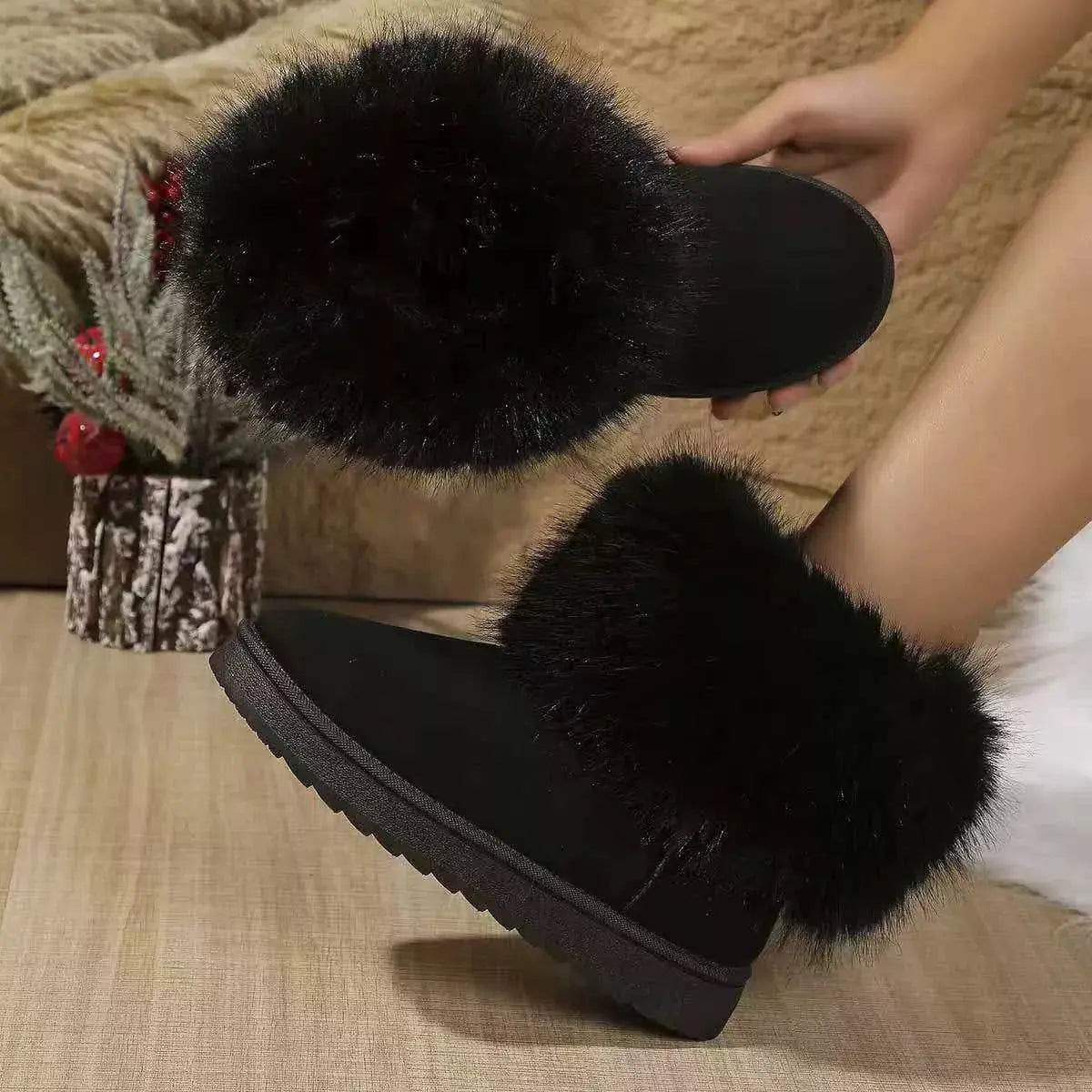 Fuzzy Trim Ankle Boots Simply Love