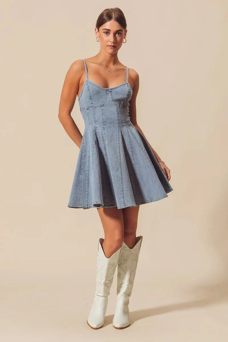 SO ME A Line Fit and Flare Denim Mini Dress Coco’s Tee Boutique