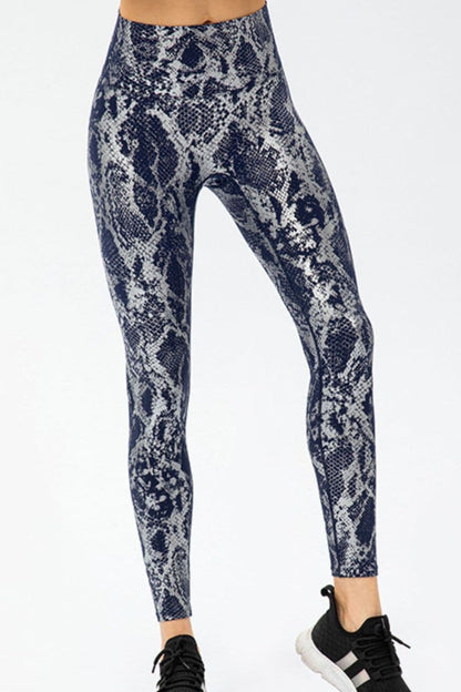 Animal Print Slim Fit Wide Waistband Long Sports Pants.