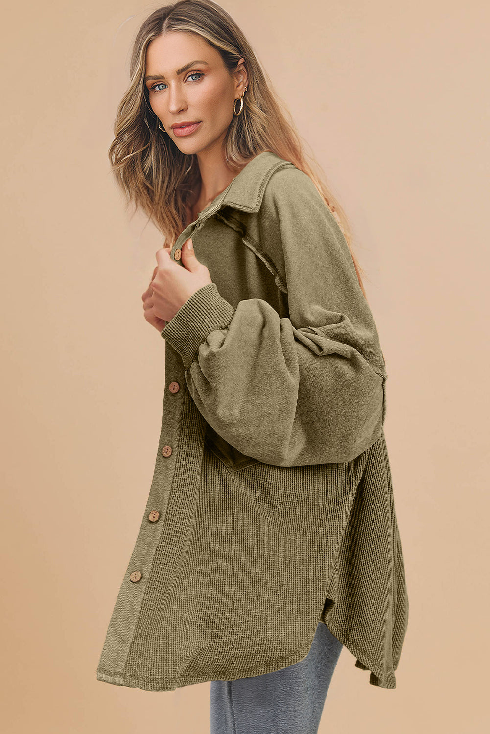 Moss green oversized shacket