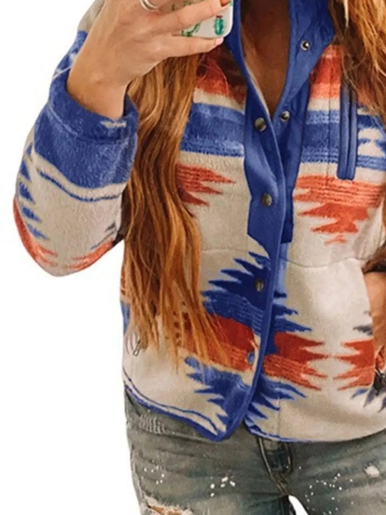 Geometric Snap Down Jacket Simply Love