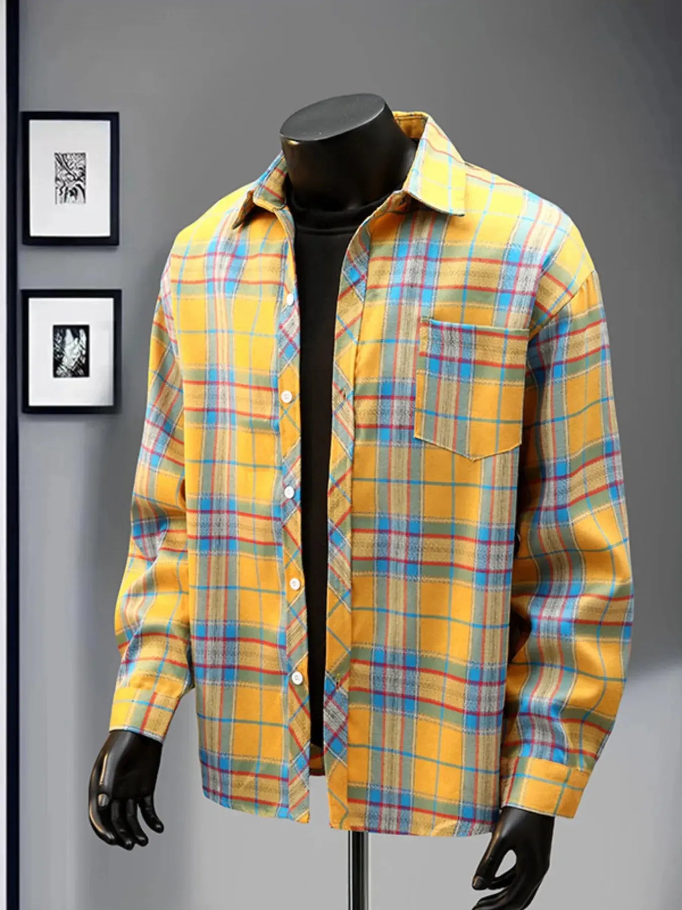 Men's Full Size Casual Plaid Long Sleeve Shirt Plus Size Simply Love