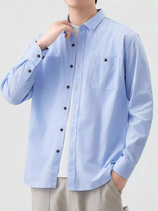 Men's Full Size Button Up Long Sleeve Shirt Plus Size Simply Love