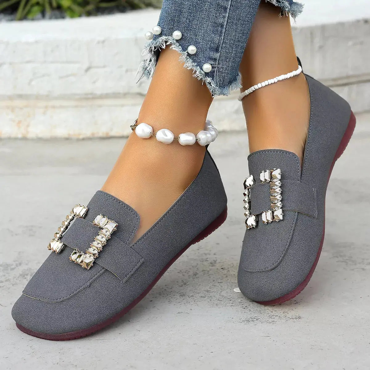 Decor Buckle Round Toe Slip-On Simply Love