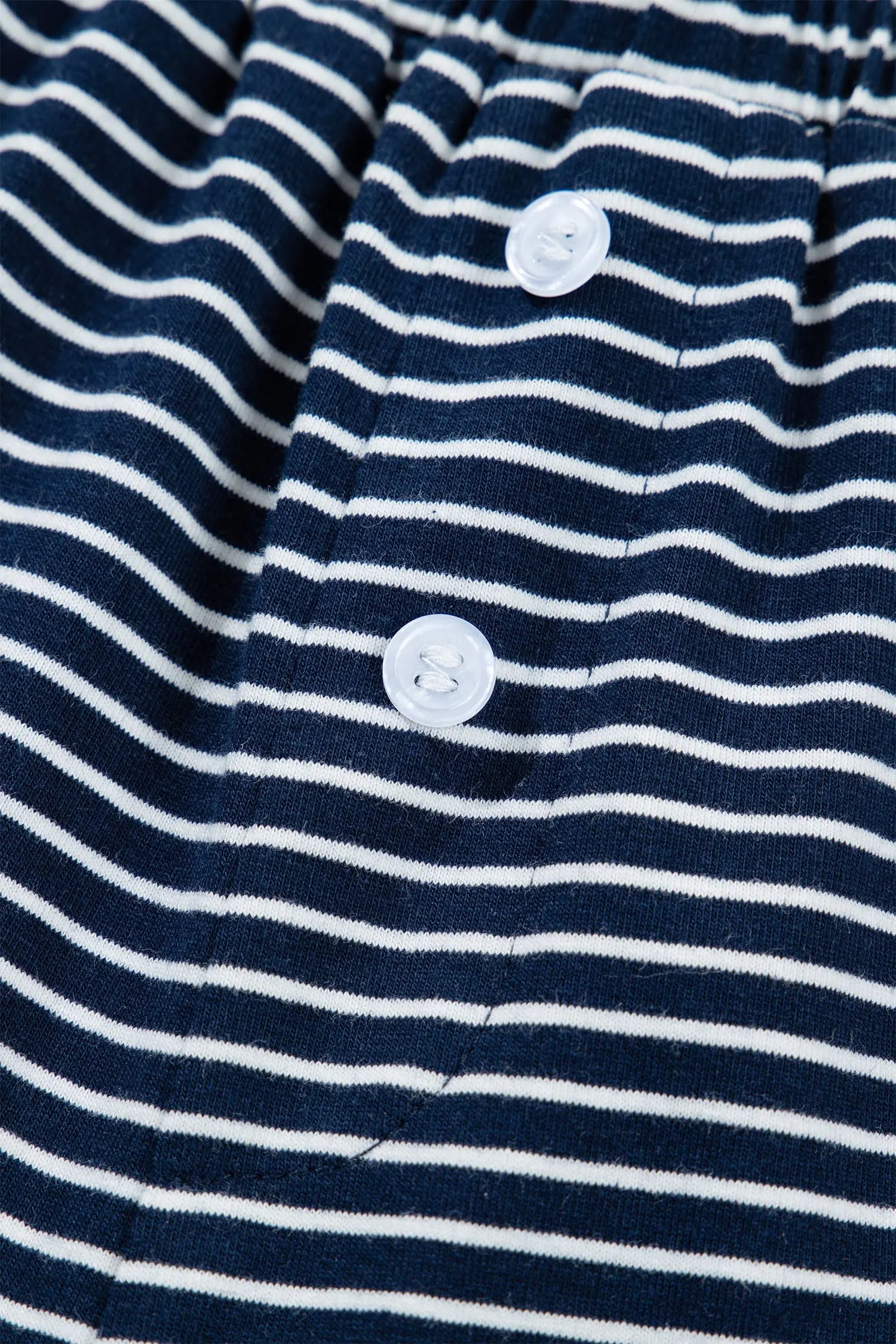 Blue Stripe Drop Shoulder Long Sleeve Tee And Buttoned Shorts Lounge Set 2pcs Dear-Lover Dropshipping