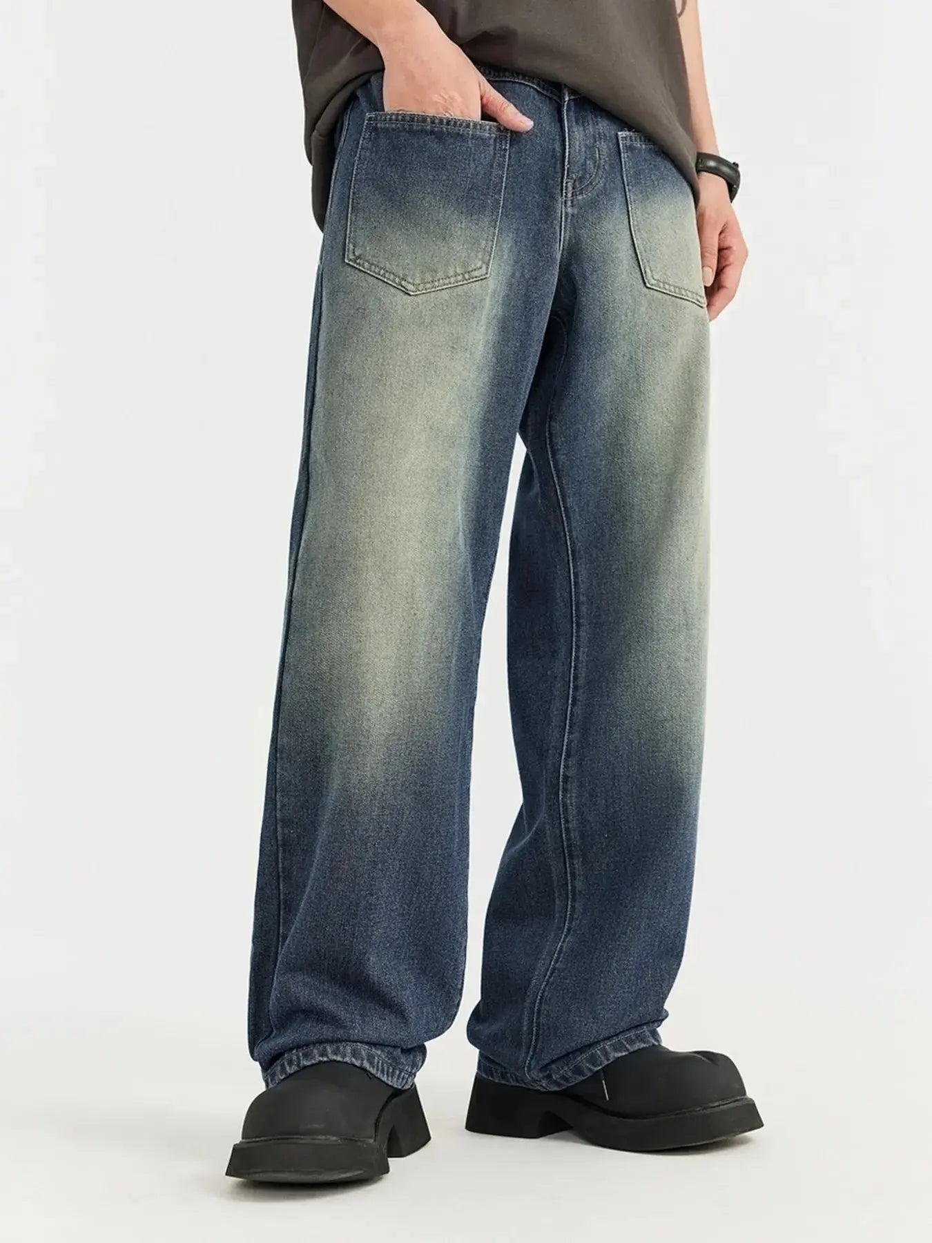 Men's Vintage Wash Wide Leg Jeans Simply Love