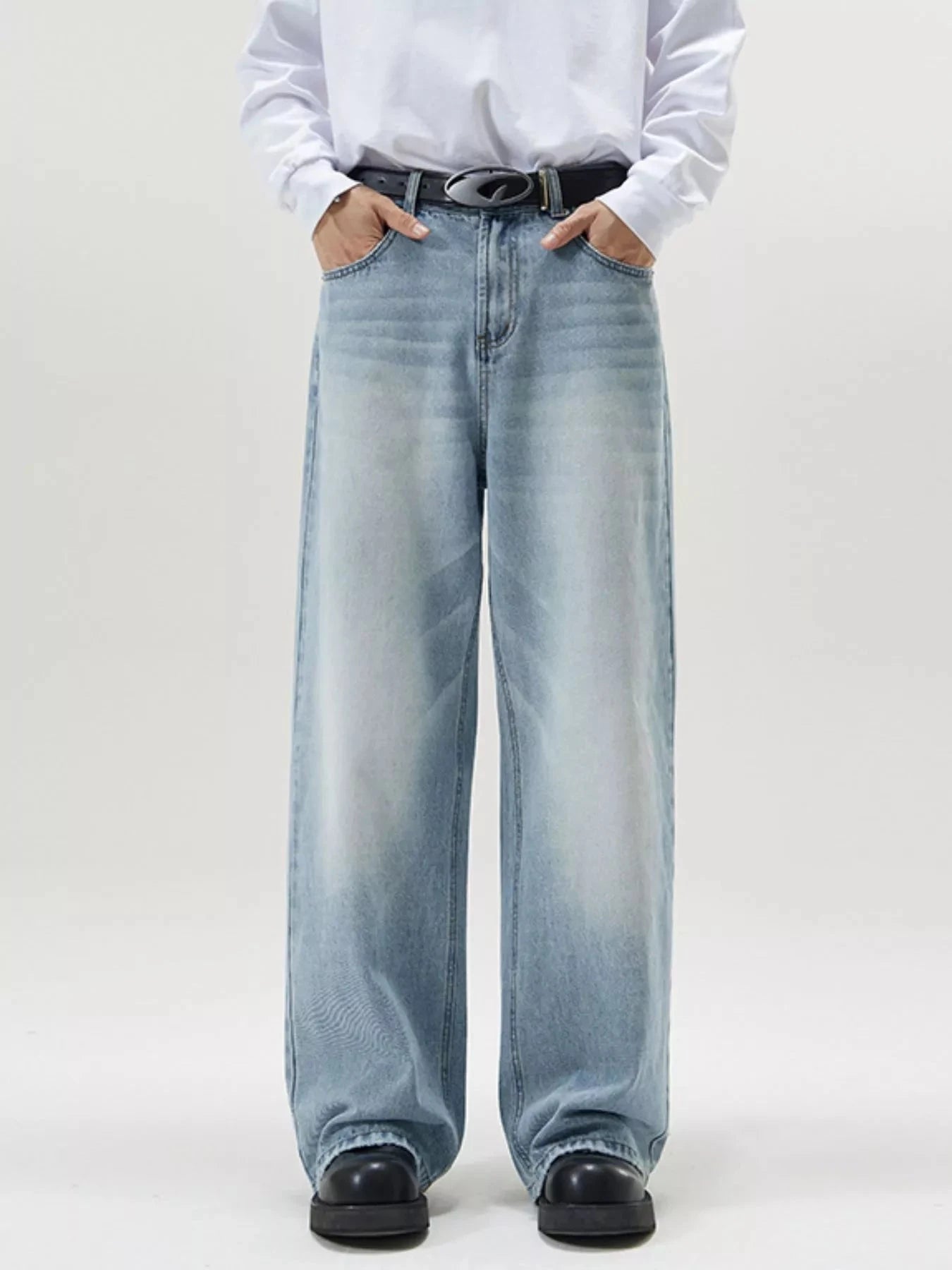 Mens Full Size Washed Wide Leg Jeans For Plus Size Simply Love