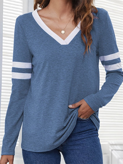 Heathered V-Neck Long Sleeve T-Shirt.