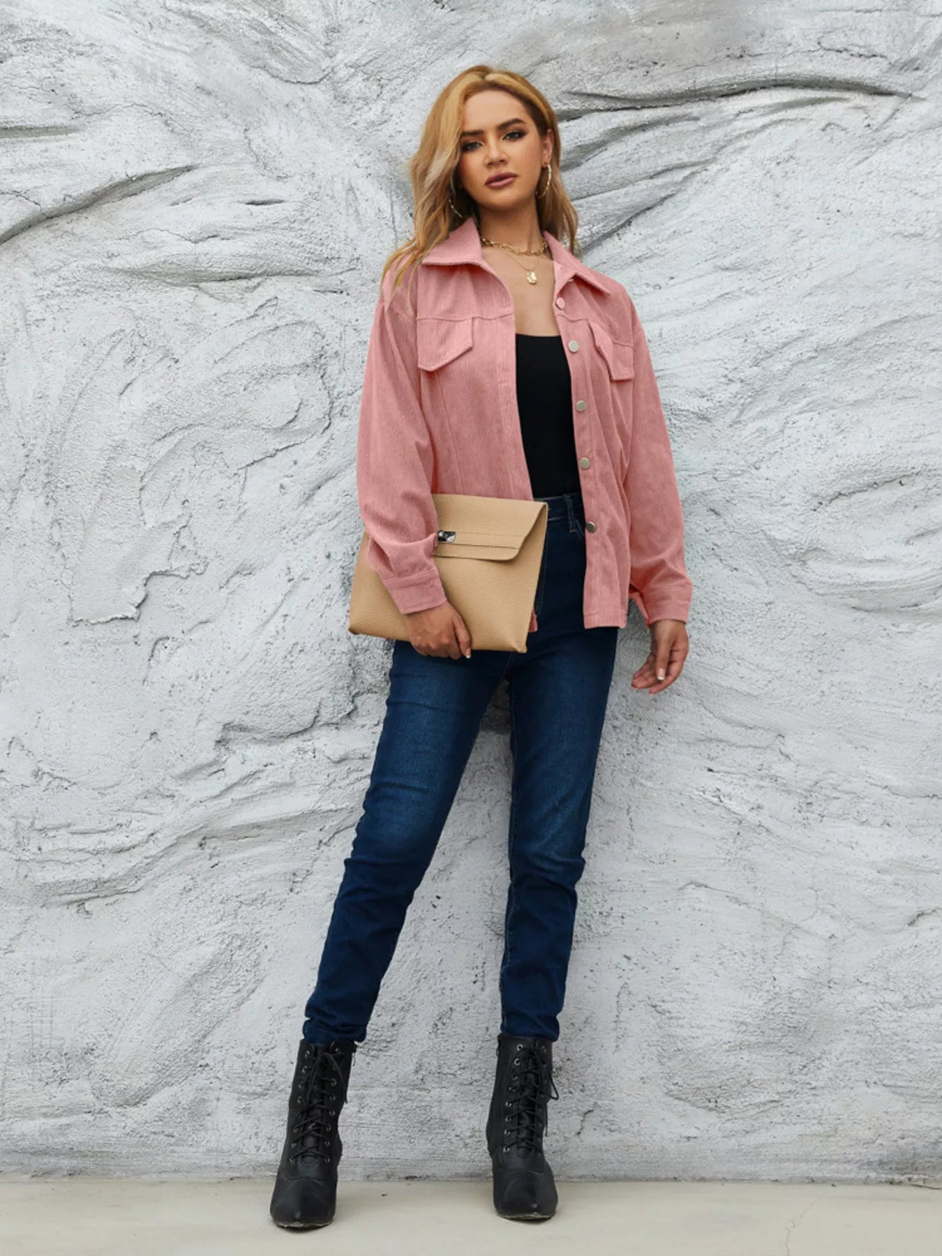 Casual Corduroy Button-Down Jacket Simply Love