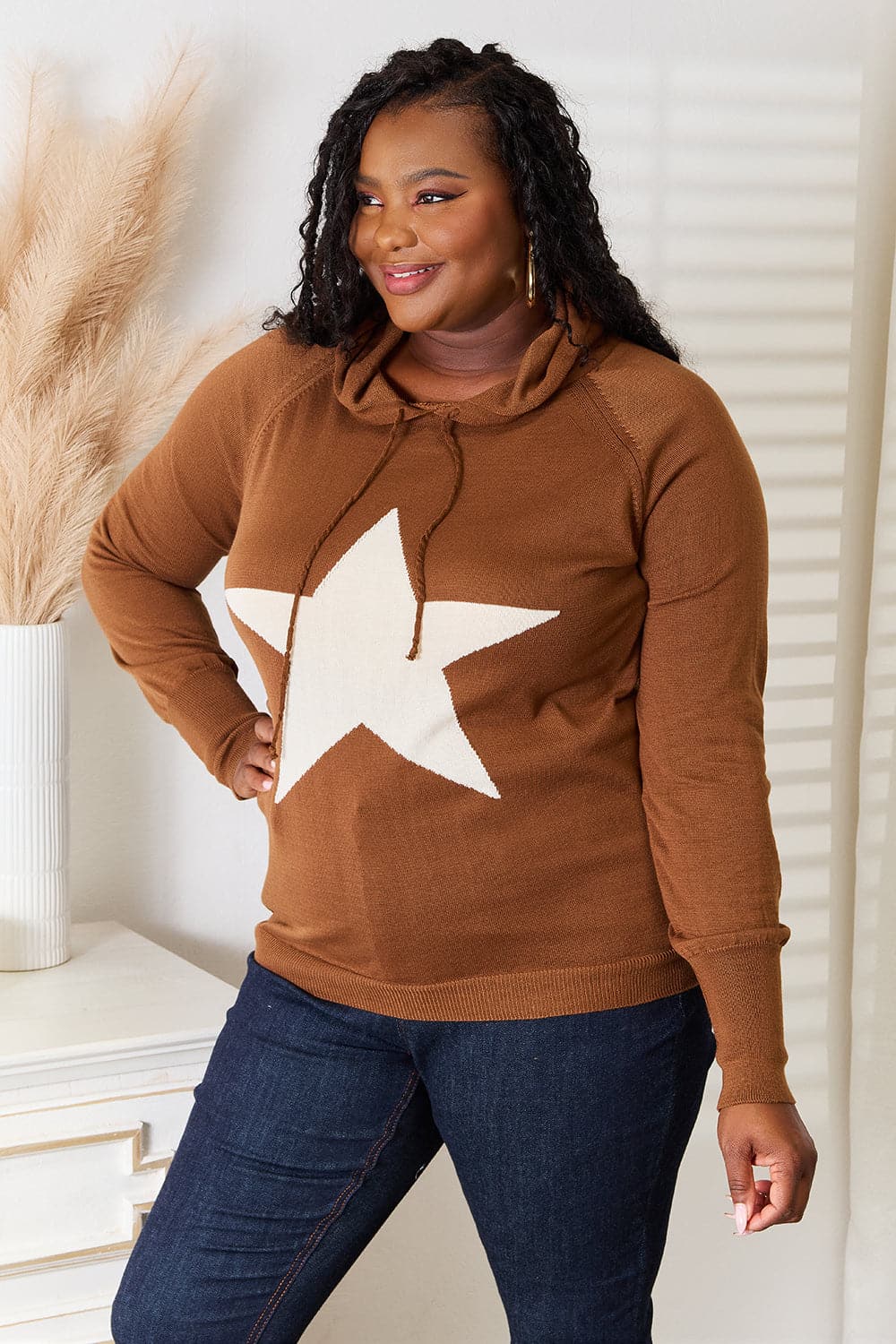 Heimish Full Size Star Graphic Hooded Sweater.